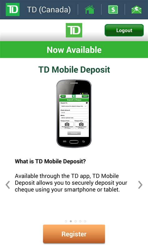 Tdcanadatrust mobile app - The TD app for iOS provides quick, easy, secure access to your TD chequing, savings, credit, and investment accounts. • Check account balances and transaction history. • Make TD Credit Card payments. • Make Canadian bill payments. • Deposit a cheque by taking a picture with TD Mobile Deposit.